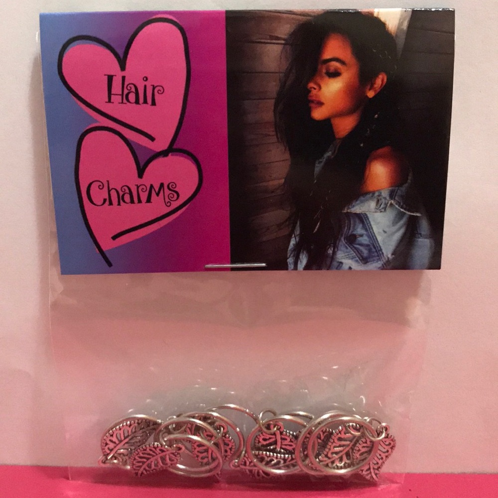 Silver Leaf Hair Charms Set Of 10 New In Package - Picture 5 of 5